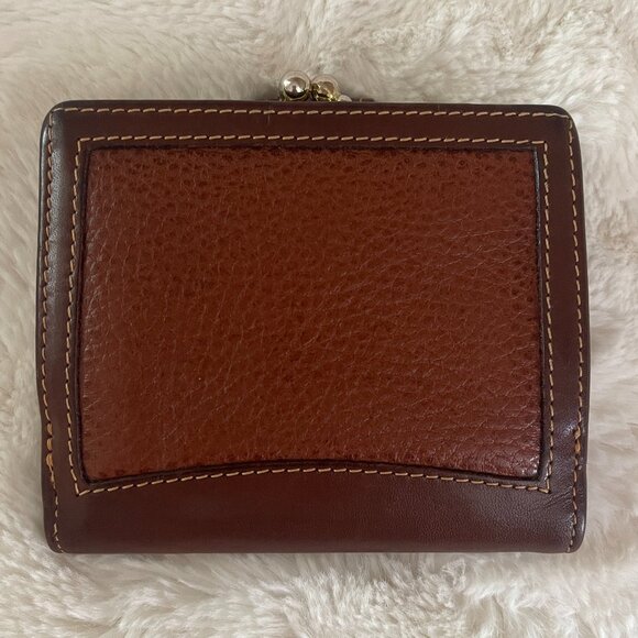 Coach Vintage 90s Sheridan Kiss Lock Coin Purse Wallet Card Case Brown Leather - Picture 2 of 9